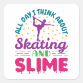 アイススケートで滑るとスライムキュート姿スケーター スクエアシール (正面)
