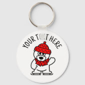 アイススケートで滑るのキッズキーチェーンのポーラークマの漫画 キーホルダー (正面)