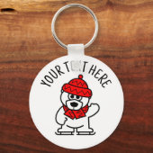 アイススケートで滑るのキッズキーチェーンのポーラークマの漫画 キーホルダー (正面)