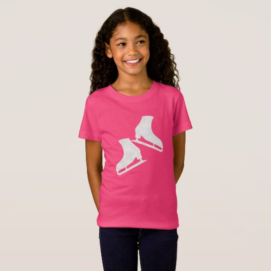 アイススケートで滑るのTシャツ姿のスケートは白 Tシャツ (正面フル)