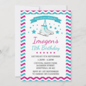 アイススケートで滑るをテーマにした誕生日パーティーの招待状 招待状 (正面)