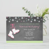 アイススケートで滑るアイススケート誕生日招待状 招待状 (スタンド正面)