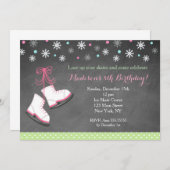 アイススケートで滑るアイススケート誕生日招待状 招待状 (正面/裏面)