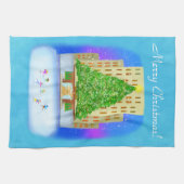 アイススケートで滑るアットロックフェラーセンター キッチンタオル (横)