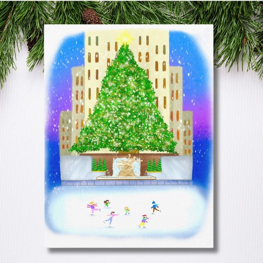 アイススケートで滑るアットロックフェラーセンター ポストカード