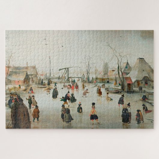 アイススケートで滑るインアヴィレッジ ジグソーパズル (横)