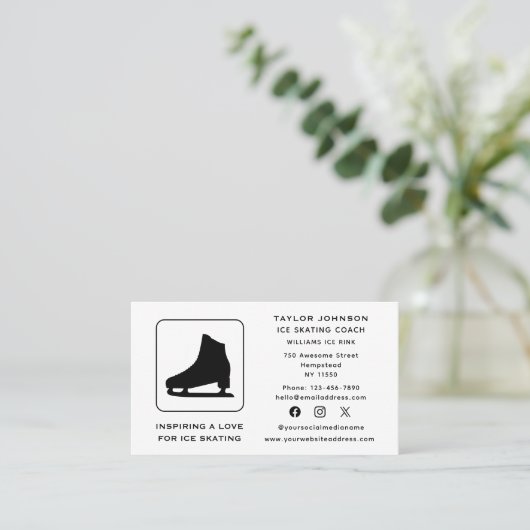 アイススケートで滑るインストラクタースポーツコーチソーシャルメディア 名刺 (スタンド正面)