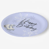 アイススケートで滑るウィンタースノーフレークをテーマにした誕生日パーティー ペーパープレート (アングル)