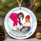 アイススケートで滑るウィンタースポーツ写真 セラミックオーナメント