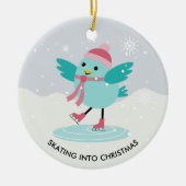 アイススケートで滑るウィンタースポーツ写真 セラミックオーナメント (正面)