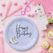 アイススケートで滑るウィンターバースデーパーティー ペーパープレート (パーティー)
