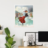 アイススケートで滑るウーマンヴィンテージポスター ポスター (ホームオフィス)