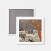 アイススケートで滑るオンザ凍っていレイク マグネット (正面/裏面)