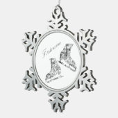 アイススケートで滑るオーナメントシルバースケート スノーフレークピューターオーナメント (右)