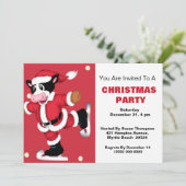 アイススケートで滑るカウクリスマスパーティの招待状 招待状 (スタンド正面)