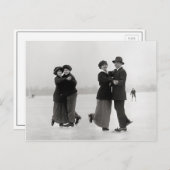アイススケートで滑るカップル， 1915 ポストカード (正面/裏面)