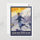 アイススケートで滑るガールオンシャモニーモンブラン地方 ポストカード (正面/裏面)