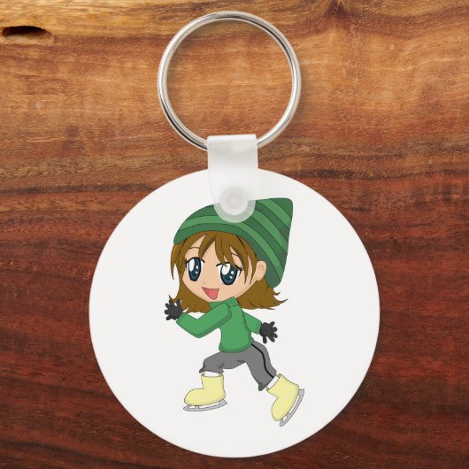 アイススケートで滑るガールキーチェーン キーホルダー (正面)