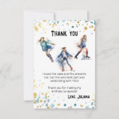 アイススケートで滑るガールズウィンターバースデーパーティー サンキューカード (正面)