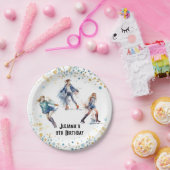 アイススケートで滑るガールズウィンターバースデーパーティー ペーパープレート (パーティー)