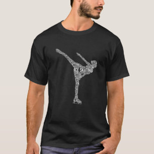 アイススケートで滑るガールタイポグラフィローラ姿スケートW Tシャツ