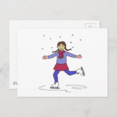 アイススケートで滑るガール姿スケーター ポストカード (正面/裏面)
