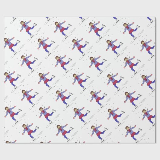 アイススケートで滑るガール姿スケーター ラッピングペーパー (フラット)