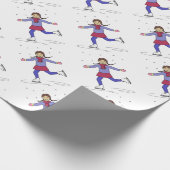 アイススケートで滑るガール姿スケーター ラッピングペーパー (角)