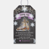 アイススケートで滑るガール誕生日サンキュー ギフトタグ (正面)