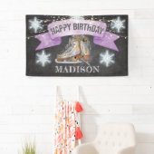 アイススケートで滑るガール誕生日 パーソナライズされた 横断幕 (インサイチュ)