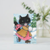 アイススケートで滑るキャット – かわいい子猫はがき ポストカード (スタンド正面)