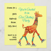 アイススケートで滑るキリン 招待状 (正面/裏面)