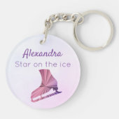 アイススケートで滑るキーチェーンスター姿スケーターパープル キーホルダー (裏面)