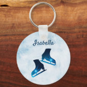 アイススケートで滑るキーチェーン姿は青い星をスケート キーホルダー (正面)