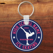 アイススケートで滑るクラブ姿スケーターカスタムカラースポーツ キーホルダー (正面)