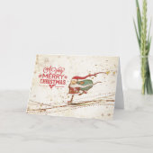 アイススケートで滑るクリスマスサンタクロース シーズンカード (正面)