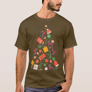 アイススケートで滑るクリスマスツリークリスマスズスケーターおもしろいウィント Tシャツ