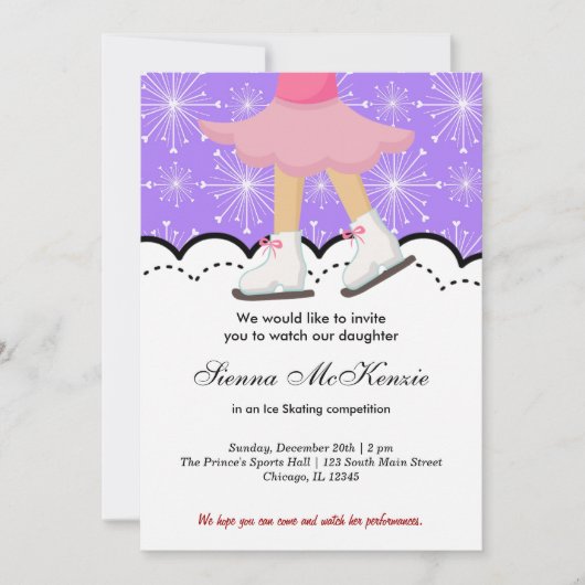 アイススケートで滑るコンペティション（紫） 招待状 (正面)