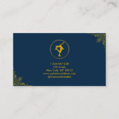 アイススケートで滑るコーチ金ゴールド&ブルーネイビービジネスカード 名刺 (裏面)