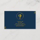 アイススケートで滑るコーチ金ゴールド&ブルーネイビー 名刺 (裏面)