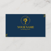 アイススケートで滑るコーチ金ゴールド&ブルーネイビー 名刺 (正面)
