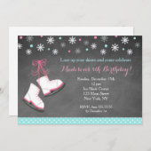 アイススケートで滑るシャルボード誕生日招待状 招待状 (正面/裏面)