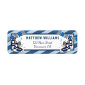 アイススケートで滑るシューズブルーストライプ誕生日スクール ラベル (正面)