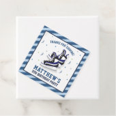 アイススケートで滑るシューズブルーバースデーパーティーありがとう フェイバータグ (インサイチュ)