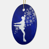 アイススケートで滑るシルバースノーフレークキープサケ セラミックオーナメント (左)