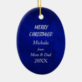 アイススケートで滑るシルバースノーフレークキープサケ セラミックオーナメント (裏面)