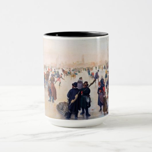 アイススケートで滑るシーンファインアートクリスマスギフト マグカップ (中央)