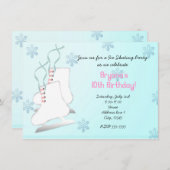 アイススケートで滑るスケートバースデーパーティーの招待 招待状 (正面/裏面)