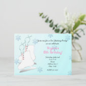 アイススケートで滑るスケートバースデーパーティーの招待 招待状 (スタンド正面)