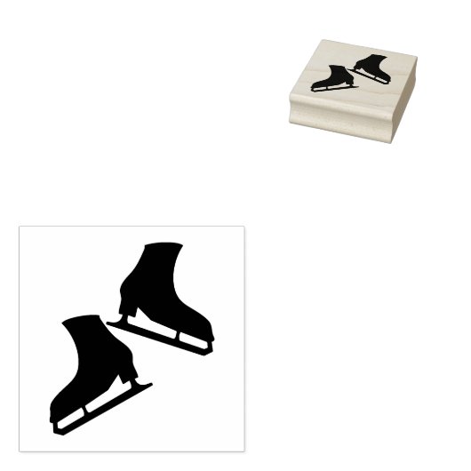 アイススケートで滑るスタンプ姿スキートペア ラバースタンプ (押印)
